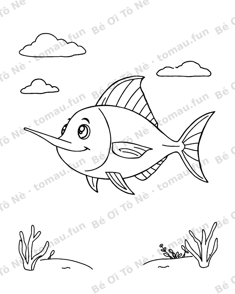 Cá cờ bơi giữa nước biển sâu