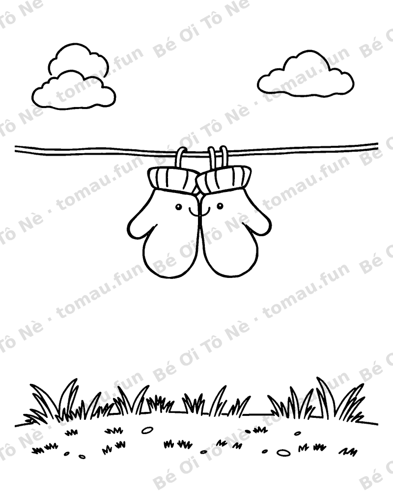 Chiếc mittens trên dây phơi