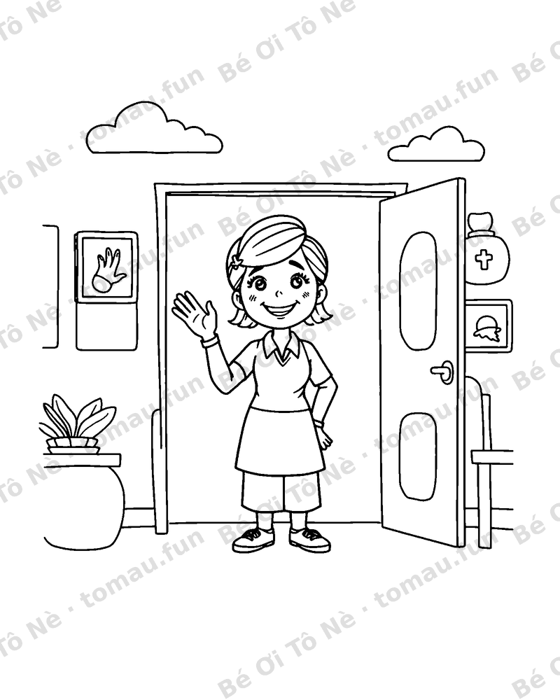 Thầy cô chào đón học sinh