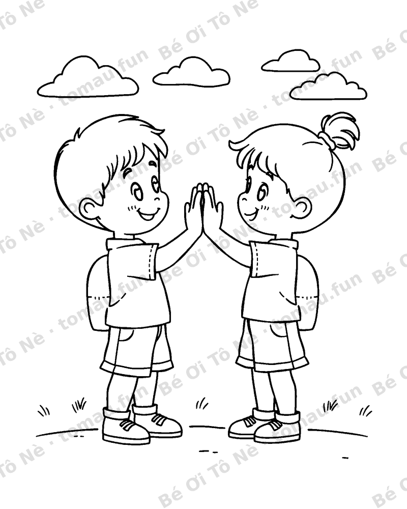Hai bạn vỗ tay chúc mừng