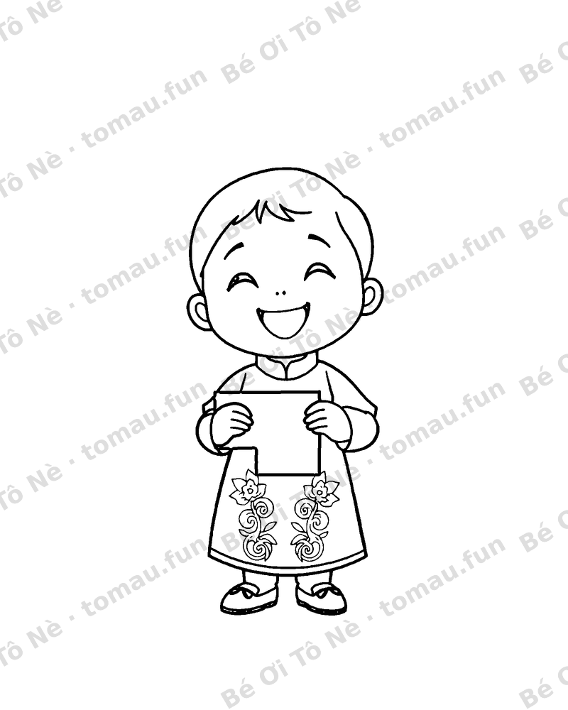Bé mặc áo dài nhận lì xì