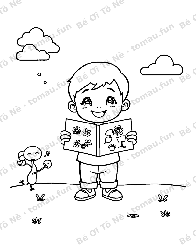 Bé tặng thiệp Tết cho bà