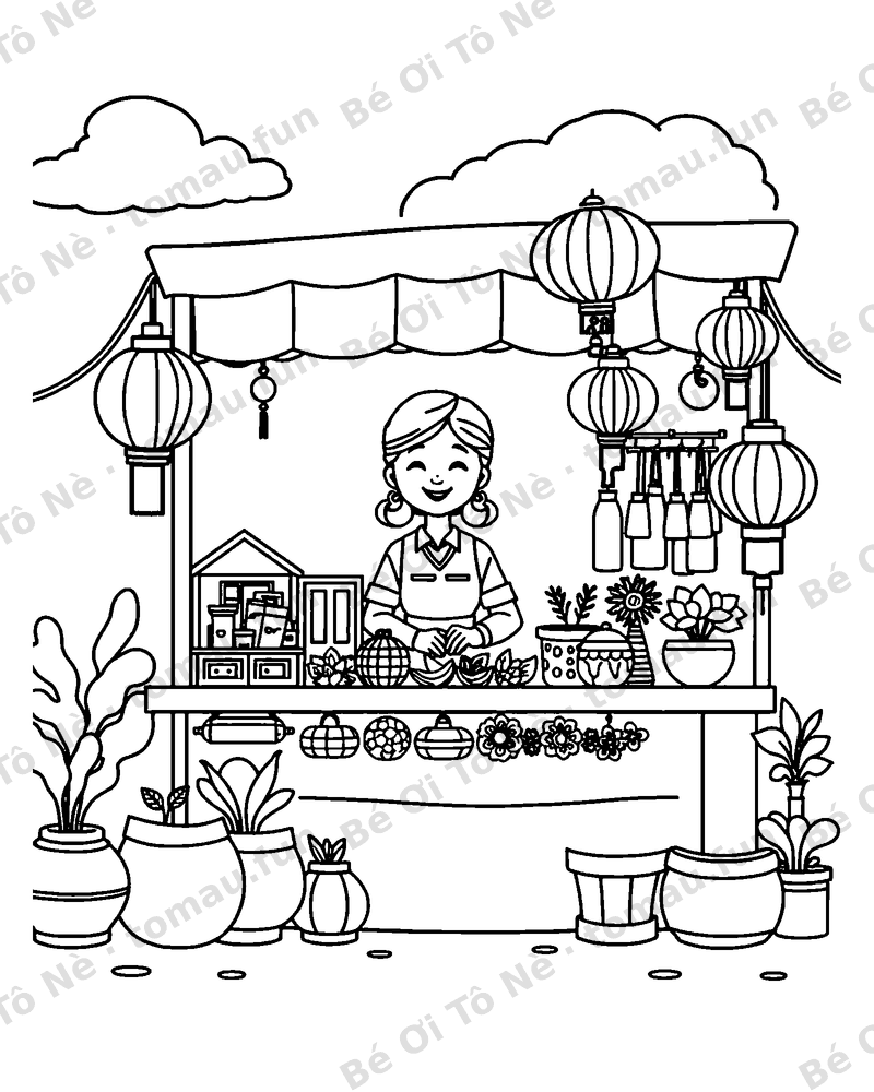 Chị bán hàng tại chợ Tết