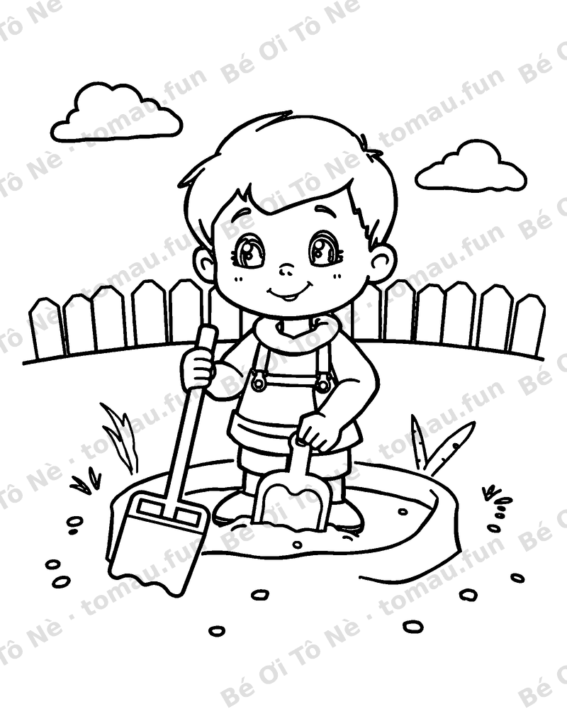 Bé chơi cát ở sân trường