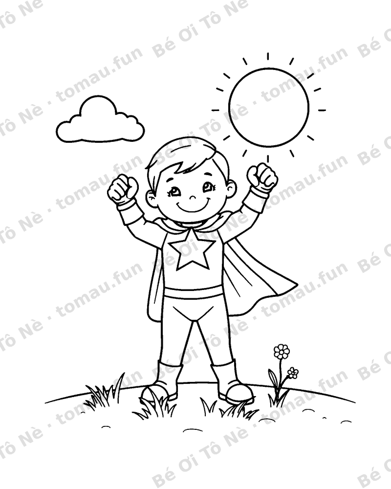 Bé siêu nhân đứng dạo bước